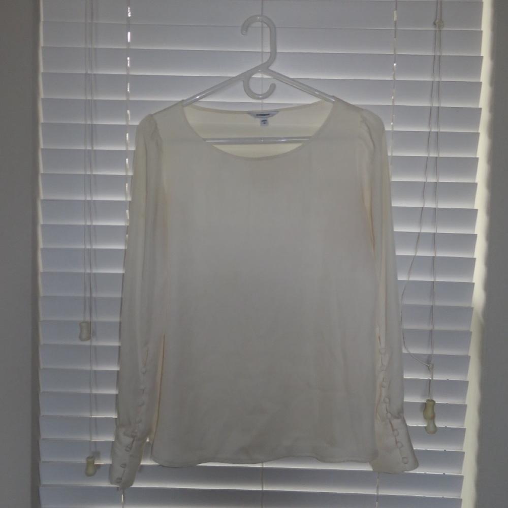 Express Cream Blouse with Button Detail